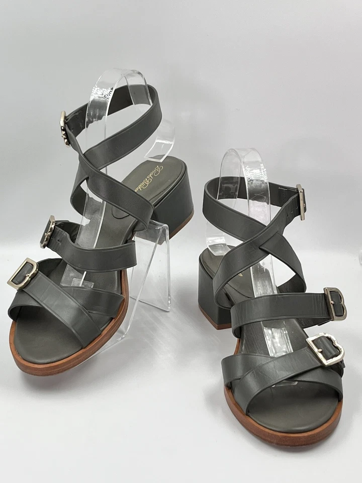 Brooks Brothers/Zac Posen Women's Olive Green Wedge Sandals Size 9M Strappy - Image 3 of 4