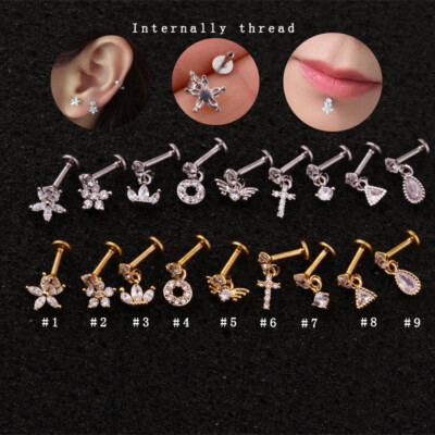 Dangle Piercing Labret Monroe Lip Bar Tragus Cartilage Helix Upper Earrings Stud
