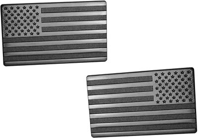 MULL USA 3D Metal Flag Emblem for Cars Trucks 2pcs Forward and Reverse, BLACK
