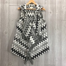 Jolt Southwestern Blanket Style Vest Womens M Hooded With Asymmetrical Hem Med