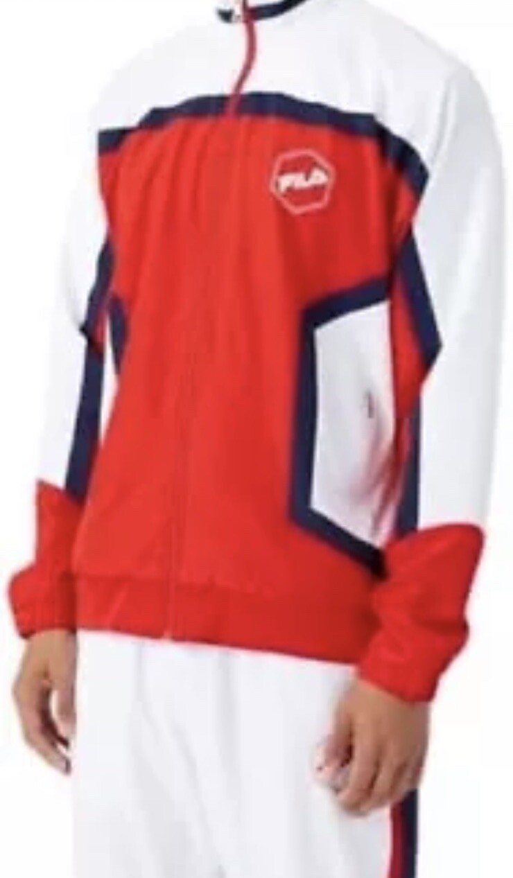 Мужская повседневная теннисная куртка Fila Sanz WindJacket на молнии Sz 2XL Красно-белая LM23C752-622 8490₽