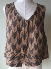 Flax Designs Linen Jaunty Vest M Nwot Amber Chevron