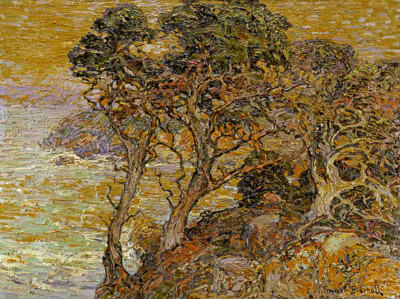 Point Lobos Monterey Coast by Franz Bischoff California Seascape Trees 22x16  