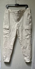 Ralph Lauren Women  s ivory white cropped Ankle Cargo Pants Size 16 pockets 27"L