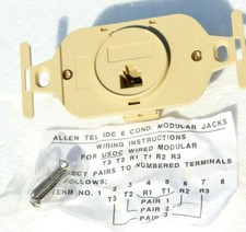 5 Ivory Flush-Mount IDC/IPC Jack-6P6C / 6-Pole 6-Conductor Allen Tel AT105-6-52