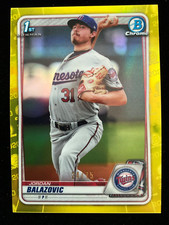 2020 Bowman Chrome JORDAN BALAZOVIC 1st Rookie YELLOW REFRACTOR #/75 Twins RC SP