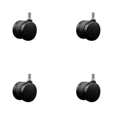 2 Inch Office Chair Casters Nylon Twin Wheel 7/16” Grip Ring Stem Set of 4 SCC