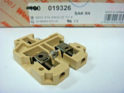 (10) WEIDMULLER 019326 SAK6N 2 POS FEED-THRU DIN RAIL MOUNT TERMINAL BLOCK