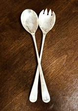 EPNS Made in England Salad Fork and Spoon Serving Set 9.25”
