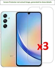 3x Samsung Galaxy A15/A24/A34 Screen Protector w/ cloth