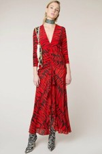 New Rixo Rose Tiger Print Midi Dress Open Back Size XS S XL