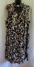 Lux II Plus Dress Size 24 NWT Animal Print Lined V Neck Keyholes Neckband Full