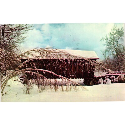 New England Covered Bridge Postcards 1969 Snowfall Travel Souvenir Posted