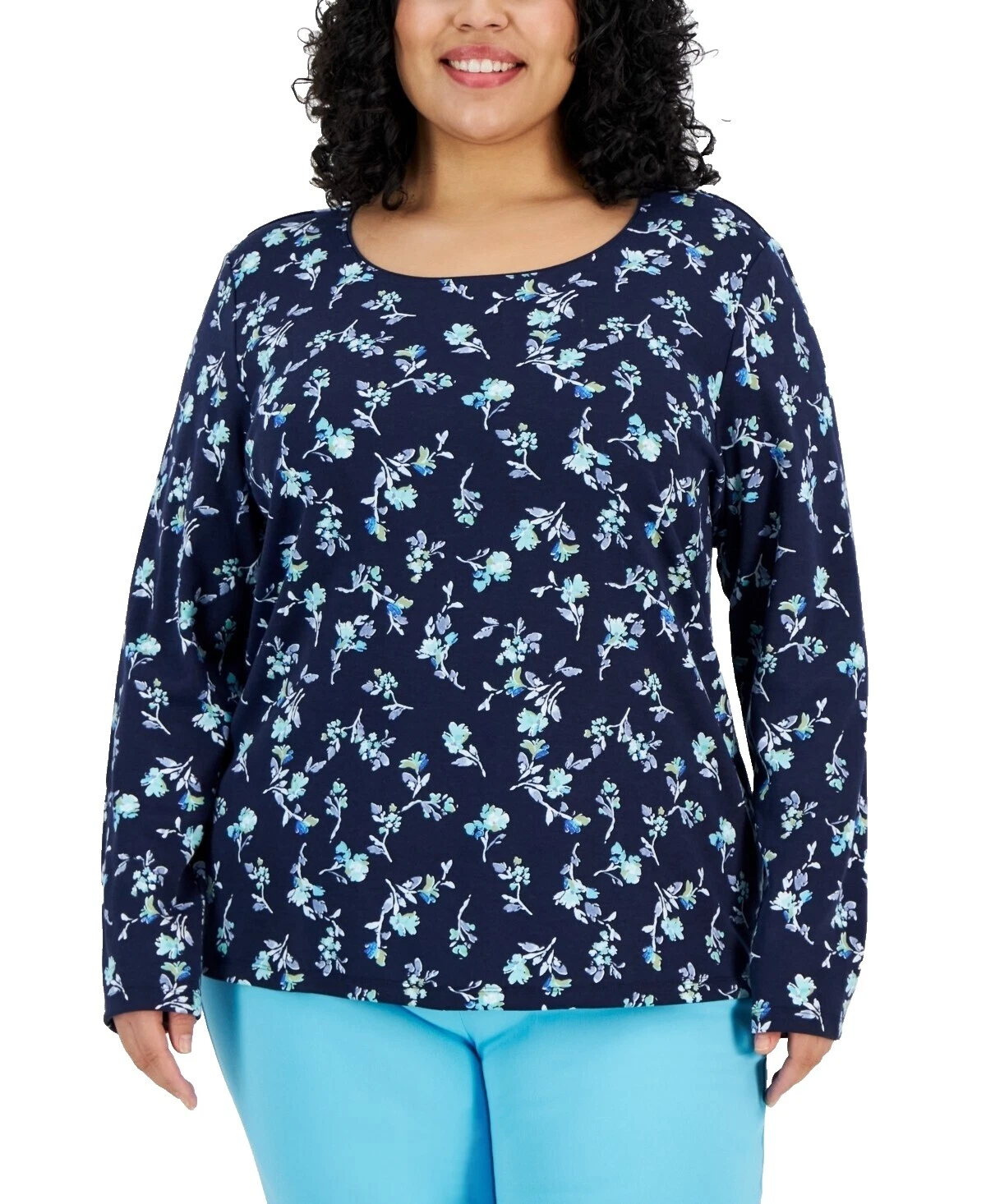 Tops floral Karen Scott Poliéster para Mujeres