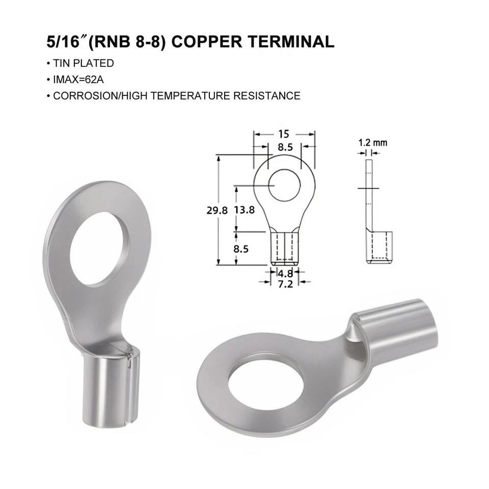 Cable de batería solar de extensión de terminal M8 conector macho hembra 10 AWG XT60 Foto 4 de 4