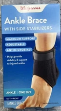 Walgreens Ankle Stabilizer Brace Antimicrobial Adjustable One Size Fits All