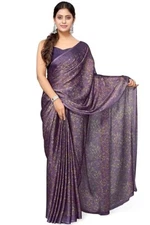 Indian Chiffon Saree With Unstitched Blouse Piece Party Wedding Wear For Women