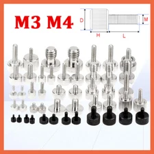 Knurled Thumb Screws Carbon Steel Round Hand Grip Knob Bolts M3 M4 Black Silver