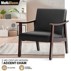 Black Mid-Century Modern Chair Fabric Upholstered Bedroom w/Wood Frame Armchair