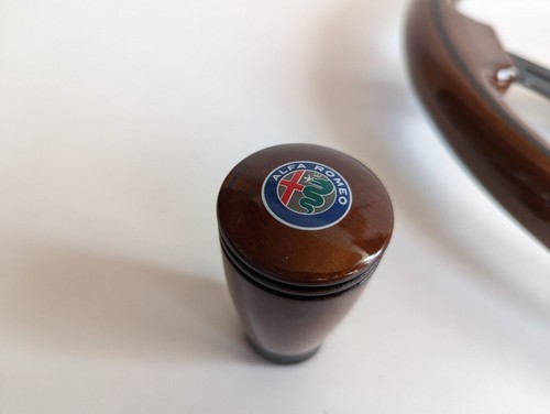 Volante adatto per Alfa Romeo vintage legno + set pomello cambio classico - Foto 7 di 13