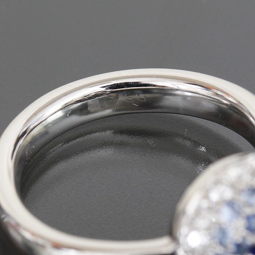 CHANEL Sapphire Diamond Ring, US4.5-5, 18K White Gold 750 Ladies Ring E0969 - Picture 6 of 10