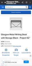 Project 62 Glasgow Black Metal Writing Desk with storage