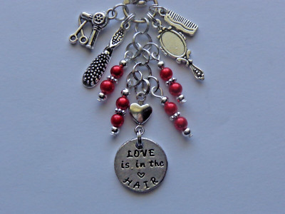 HAIR STYLIST HAIR DRESSER LOVE IS IN THE HAIR COMB KEY CHAIN CLIP FOR PURSE FOB
