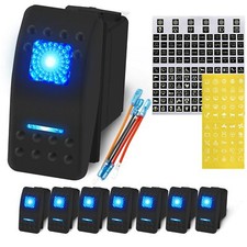 UTV Car Rocker Toggle Switch 20A 12V Blue LED Lighted Waterproof Rocker Switc...