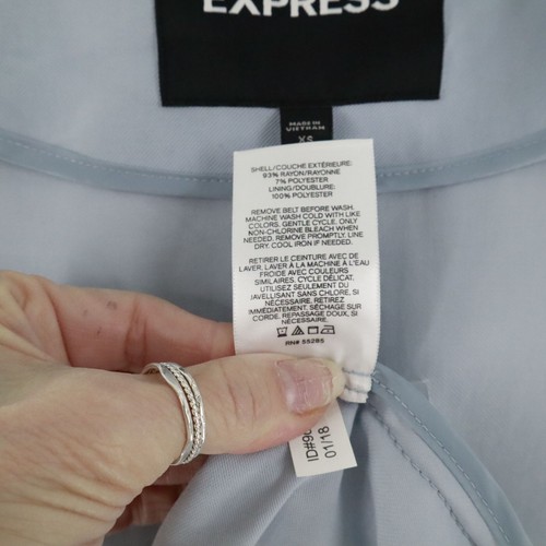 Express Trench Coat Womens XS Blue Classic Timeless Old Money Light Academia NWT - Picture 4 of 16