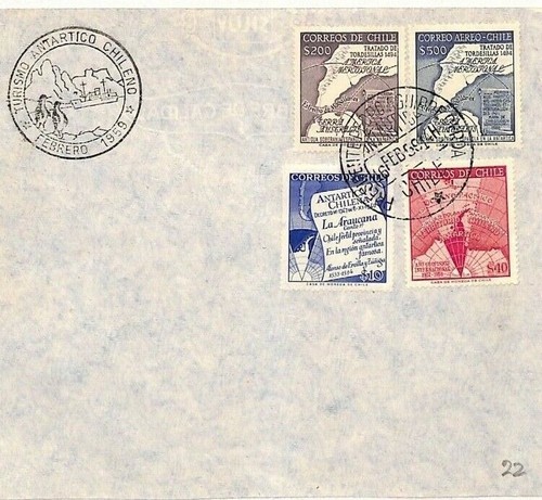 CHILE *Turismo Antartico* MAP Stamps ANTARCTIC Cover 1959 POLAR EXPLORATION AH39 - 第 1/3 張圖片