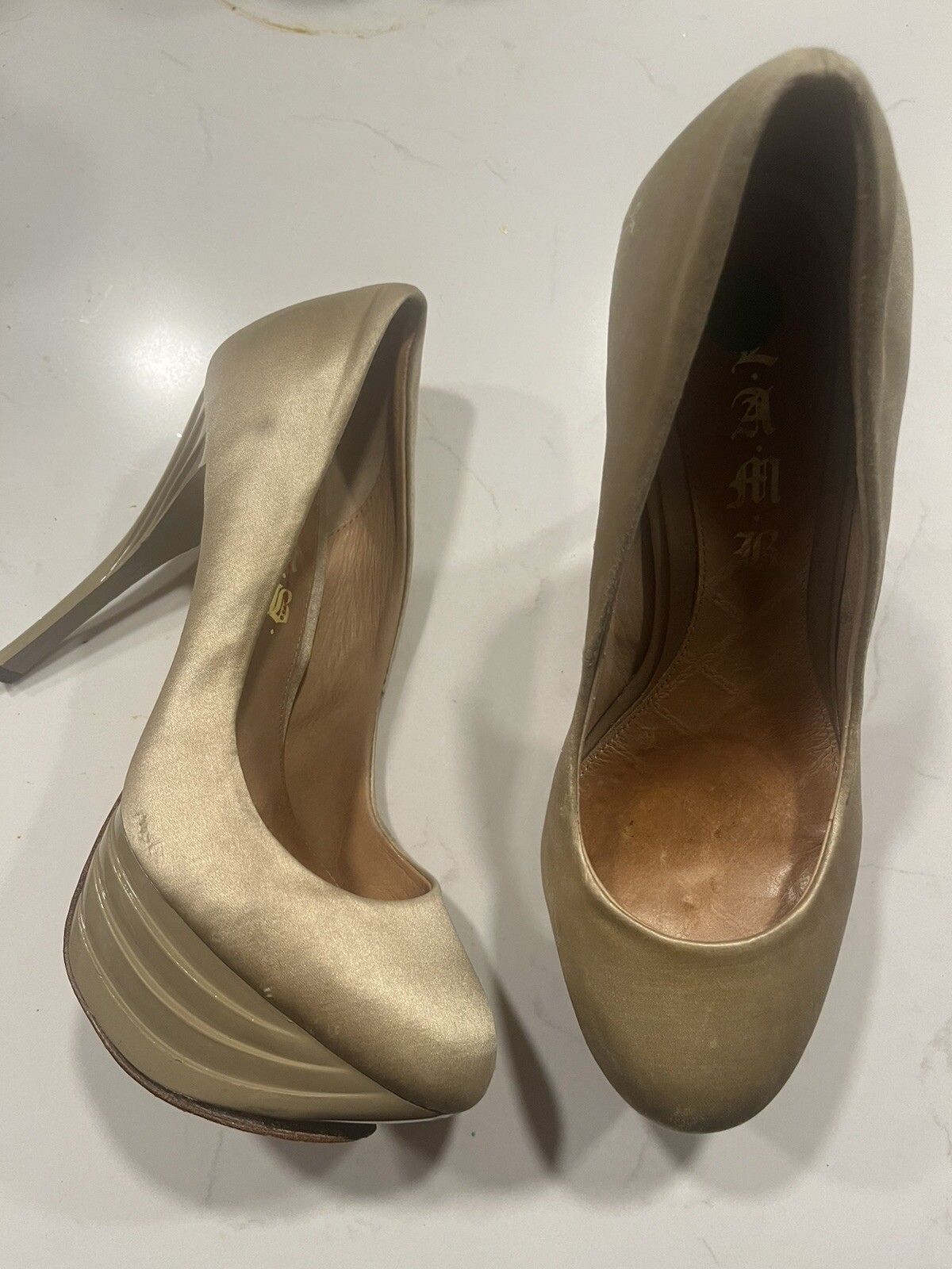 L.A.M.B. Gwen Stefani Z-Project Beige Satin Platf… - image 1