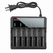Li-ion Lithium Smart Charger 6-Slot for 3.7V 16340/14500/26650 RCR123 USA A+