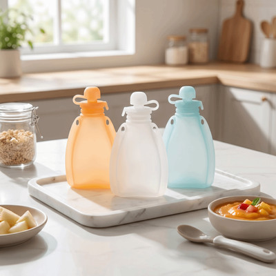 120ml Large Capacity Baby Food Pouch Leakproof Food Storage Bag  Daily Use