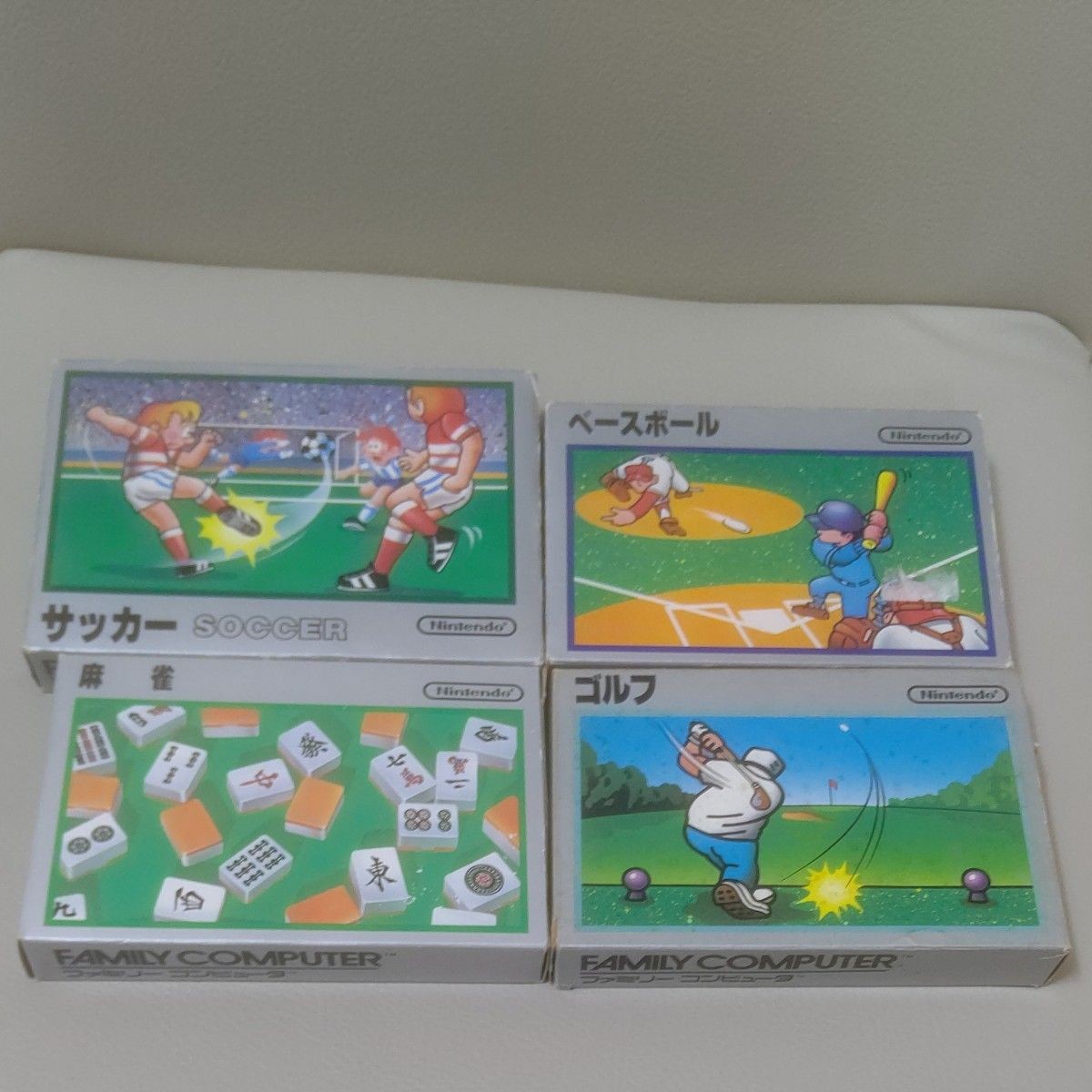 Nintendo Famicom Software Set of 4 Soccer Baseball Mahjong Golf