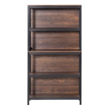 4 Tier Bookshelf Utility Storage Shelf Organizer w/Back Support, Black