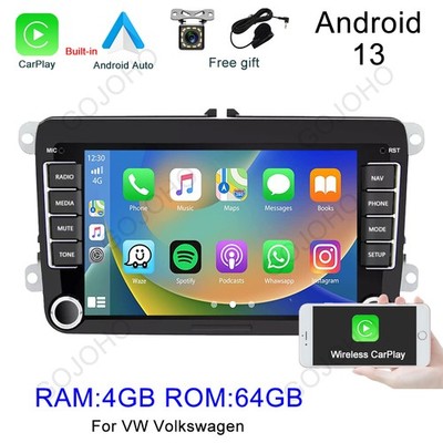 7'' 4+64gb Car Android 13 Stereo Radio GPS Carplay For VW Volkswagen Jetta Passat