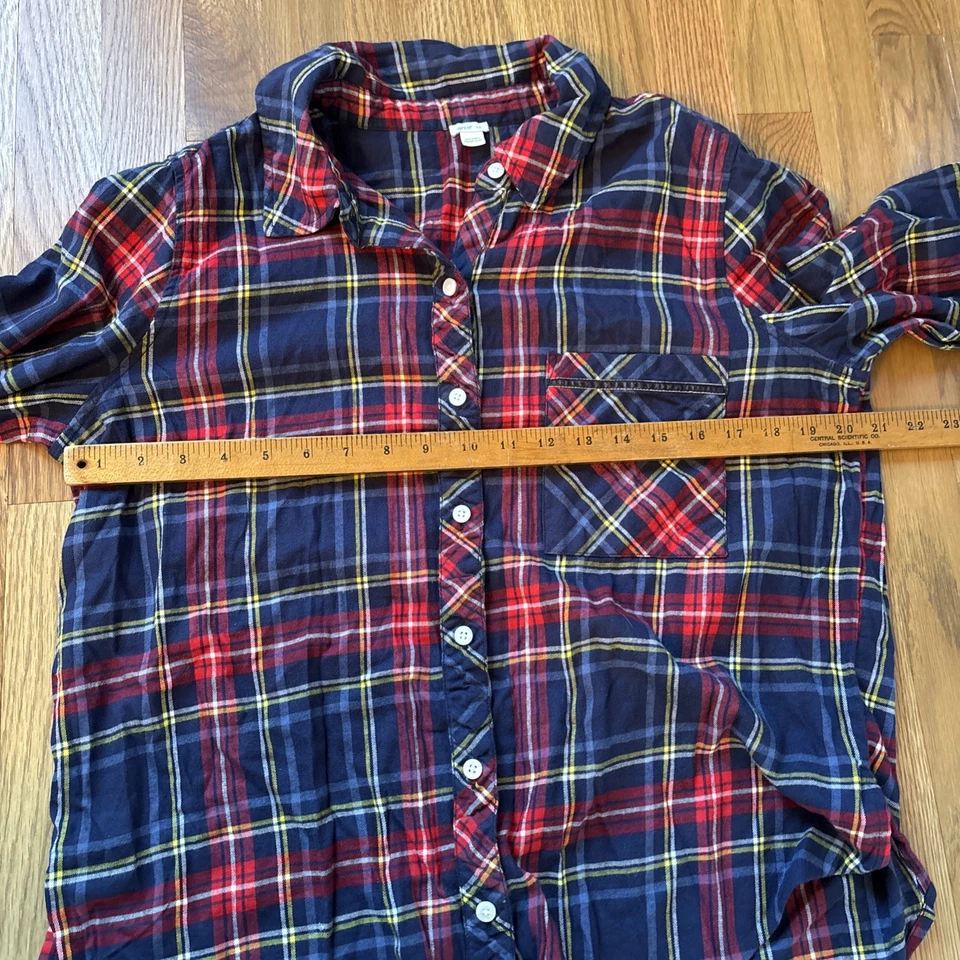 Conjunto de pijama de franela a cuadros para mujer Aerie pantalones pequeños largos suaves azules rojos Foto 4 de 4