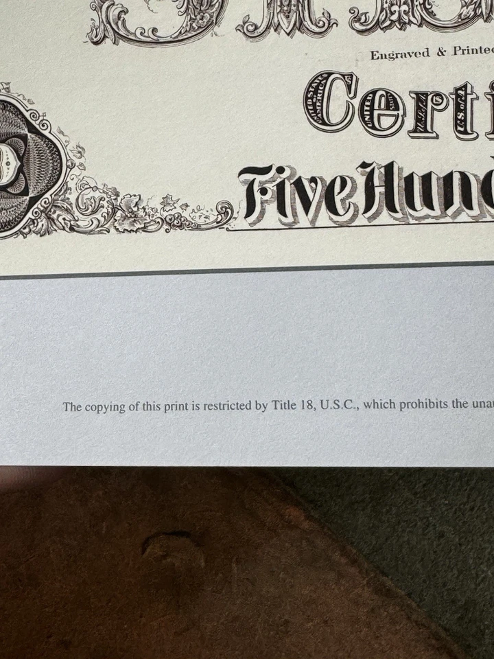 THE ERA OF SILVER & GOLD "SILVER CERTIFICATE" $500 SOUVENIR CARD MARCH 1996 LOOK - Image 2 of 3