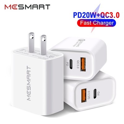 Wholesale White US 20W PD QC3.0 Fast Charger Block USB Type C Wall Power Adapter