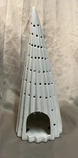 Pier One White Ceramic Light Up Christmas Tree Tea LIght Candle Holder