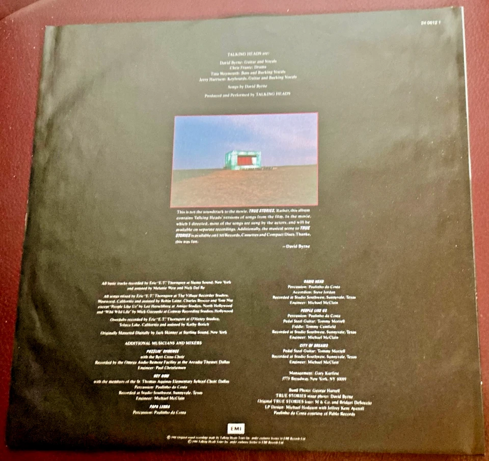 LP @ Talking Heads @ True Stories @ Direct Metal mastering @ 062 24 0612 1 @ m - - Bild 4 von 4