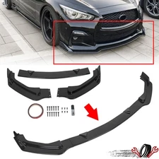 For Infiniti Q50 Base 14-17 Premium Glossy Blk Front Bumper Lip Spoiler Spiltter