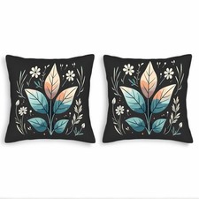 Set of 2 18x18in Throw Pillow Covers - Elegant Floral Design with Teal