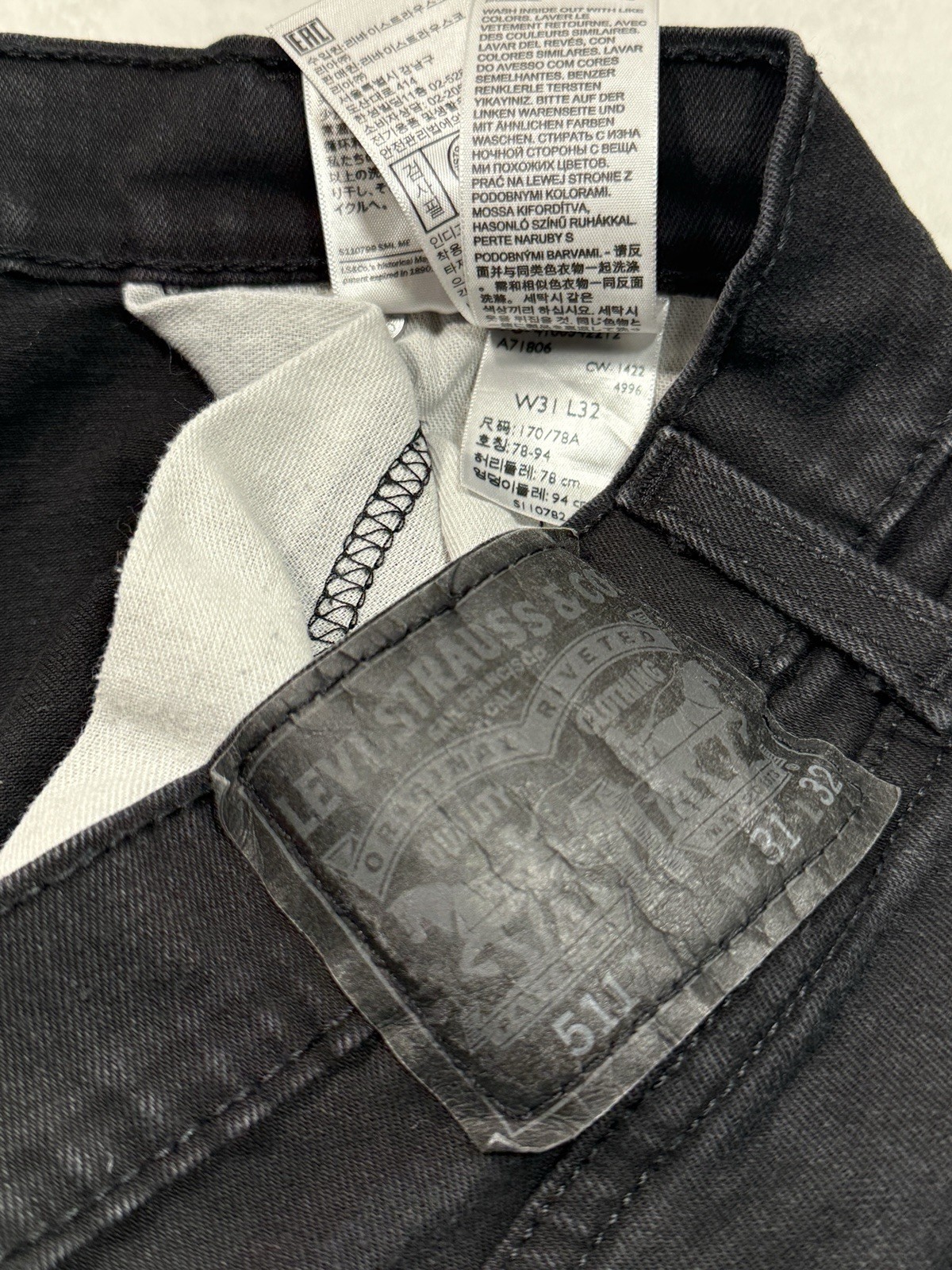 Levis 511 Jeans Men 31x32 Faded Black Stretch Denim Pants Slim Skinny Dark Goth thumbnail 2