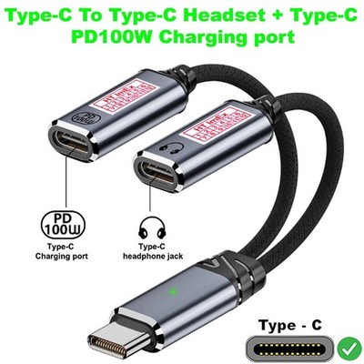 USB-C Splitter Y Adapter Kopfhörer und Laden PD 100W für Nokia C32, G20, 6.2