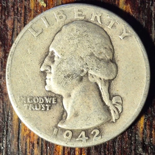 1942 P Washington 90% Silver Quarter Circulated Condition 25c US Coin