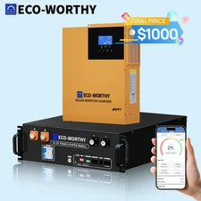 ECO-WORTHY Home Backup Power V3 48V 100Ah LiFePO4+3500W 48V Hybrid Inverter