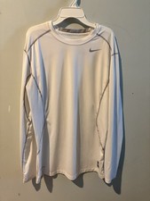 Nike Pro Combat Men's Long Sleeve Dri-Fit Size  Medium White Preowned
