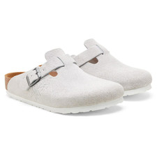 Birkenstock Stussy Boston Suede Leather Bone Clogs Unisex Shoes All-Size