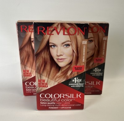 3- Revlon ColorSilk Beautiful Permanent Hair Color Strawberry Blonde 85B NEW